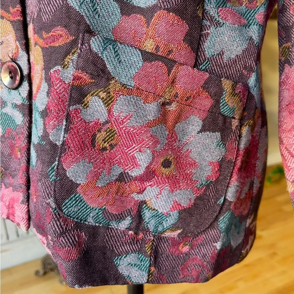 THE TOG SHOP Floral Tapestry Jacket Blue Mauve Plum Olive Pockets EXCEPT…